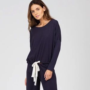Eberjey heather cotton blend slouchy top in navy size s